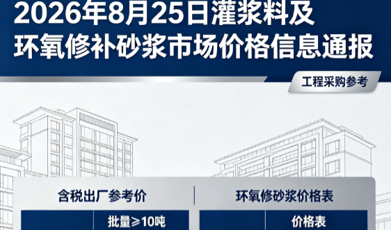 望谟2026年8月25日灌浆料及环氧修补砂浆市场价格信息通报